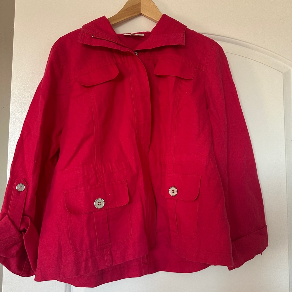 Appleseed's Bright Red Utility Jacket with Flap Pockets